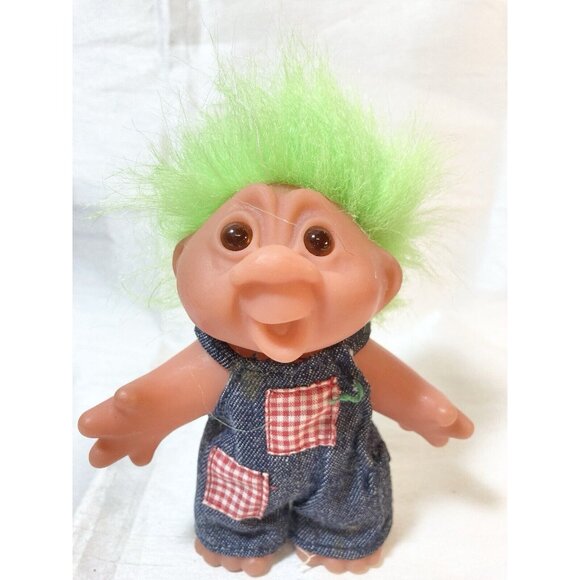 Vintage 1986 D.A.M Troll Farmer Overall Green Short Hair - Picture 2 of 7